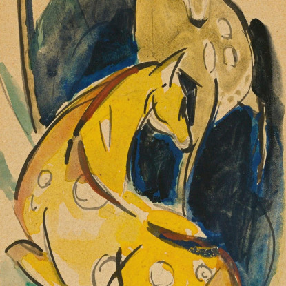 Due Animali Gialli Franz Marc fmr67 quadro stampato su tela
