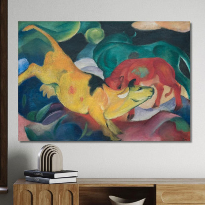 Mucche Rosso Verde Giallo Franz Marc fmr76 quadro stampato su tela