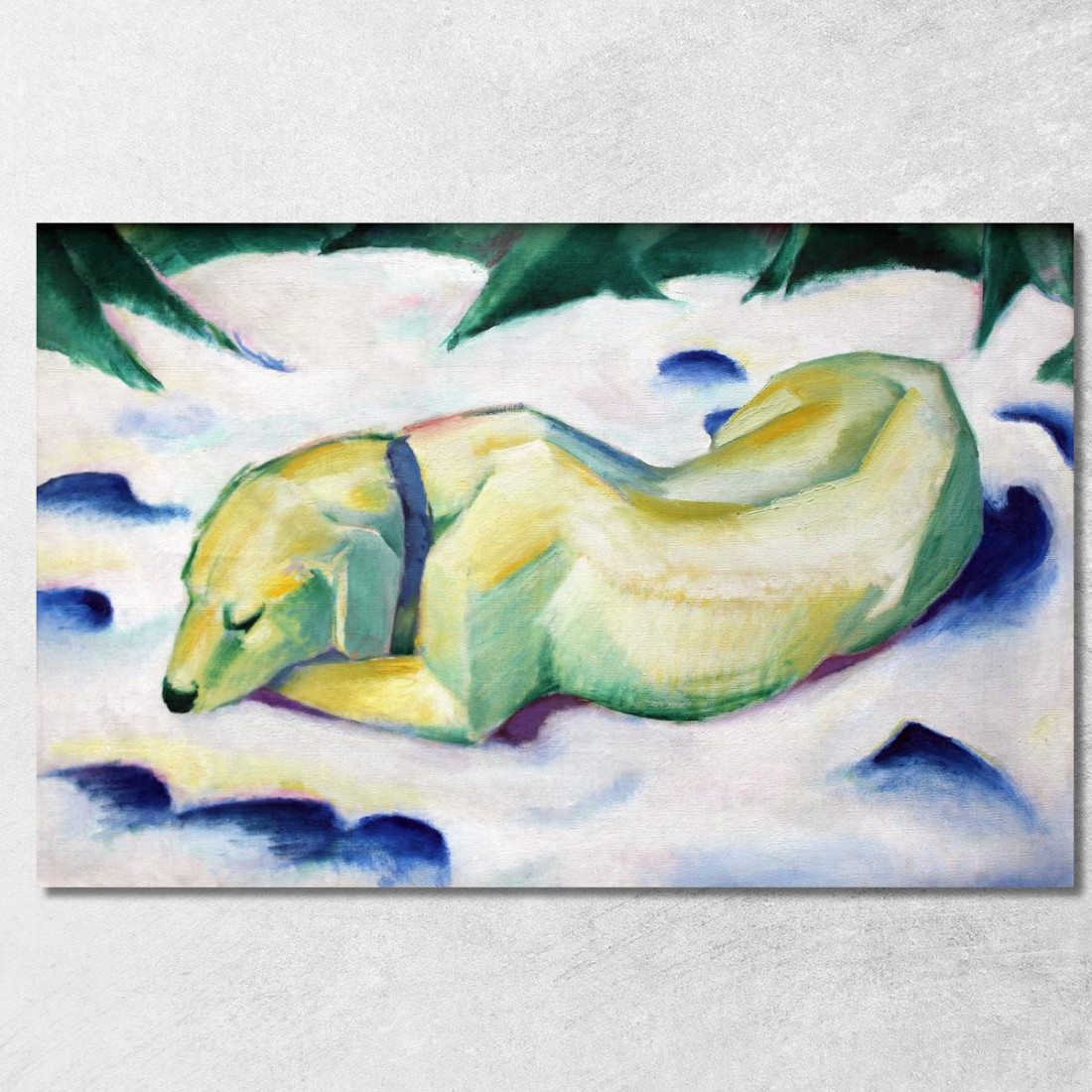 Cane Sdraiato Nella Neve Franz Marc fmr80 quadro stampato su tela Cane Sdraiato Nella Neve Franz Marc fmr80 quadro stampato su tela