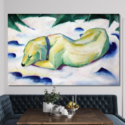 Cane Sdraiato Nella Neve Franz Marc fmr80 quadro stampato su tela