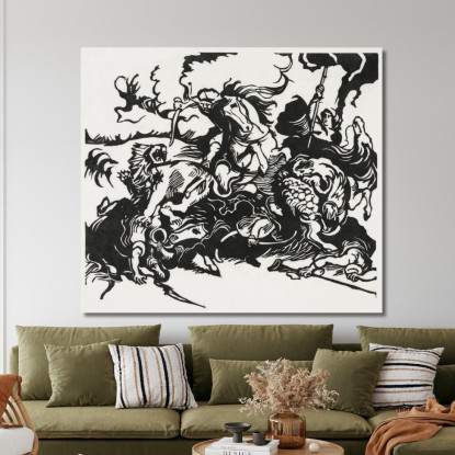 Caccia Al Leone Franz Marc fmr96 quadro stampato su tela