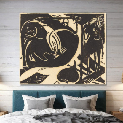 Due Animali Mitici Franz Marc fmr115 quadro stampato su tela