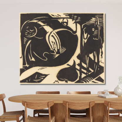 Due Animali Mitici Franz Marc fmr115 quadro stampato su tela