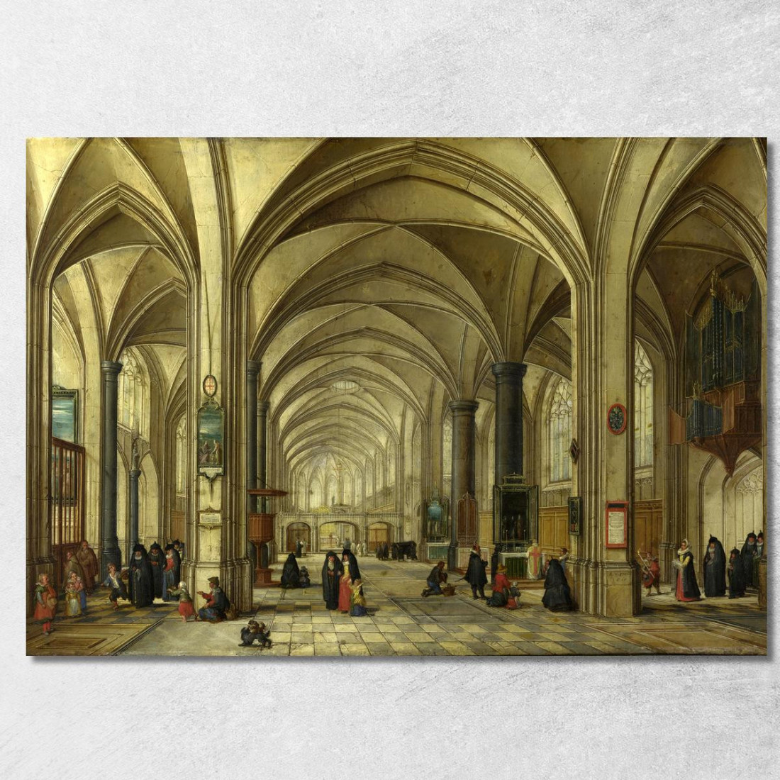 L'Interno Di Una Chiesa Gotica Guardando Ad Est Pieter Bruegel pbr11 quadro stampato su tela L'Interno Di Una Chiesa Gotica Guardando Ad Est Pieter Bruegel pbr11 quadro stampato su tela