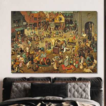 Lotta Tra Carnevale E Quaresima Pieter Bruegel pbr12 quadro stampato su tela