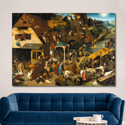 Proverbi Olandesi 1559 Pieter Bruegel pbr14 quadro stampato su tela