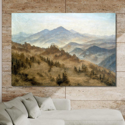 Paesaggio Con Il Rosenberg Nelle Montagne Della Boemia Caspar David Friedrich cdf11 quadro stampato su tela