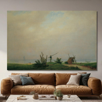 Spiaggia Del Mare Con Pescatore 1807 Caspar David Friedrich cdf15 quadro stampato su tela