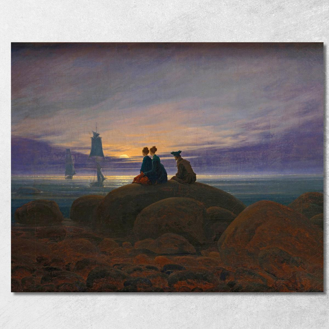Sorgere Della Luna Sul Mare Caspar David Friedrich cdf18 quadro stampato su tela Sorgere Della Luna Sul Mare Caspar David Friedrich cdf18 quadro stampato su tela