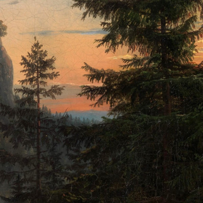 Due Uomini Davanti A Una Cascata Al Tramonto Caspar David Friedrich cdf39 quadro stampato su tela