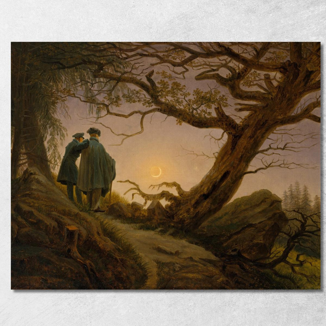 Due Uomini Contemplano La Luna Caspar David Friedrich cdf40 quadro stampato su tela Due Uomini Contemplano La Luna Caspar David Friedrich cdf40 quadro stampato su tela