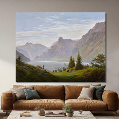 Landscape With Mountain Lake Morning Landscape With Mountain Lake Morning Caspar David Friedrich canvas print