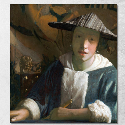 Ragazza Con Un Flauto Jan Vermeer jvr8 quadro stampato su tela