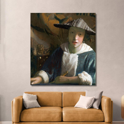 Ragazza Con Un Flauto Jan Vermeer jvr8 quadro stampato su tela