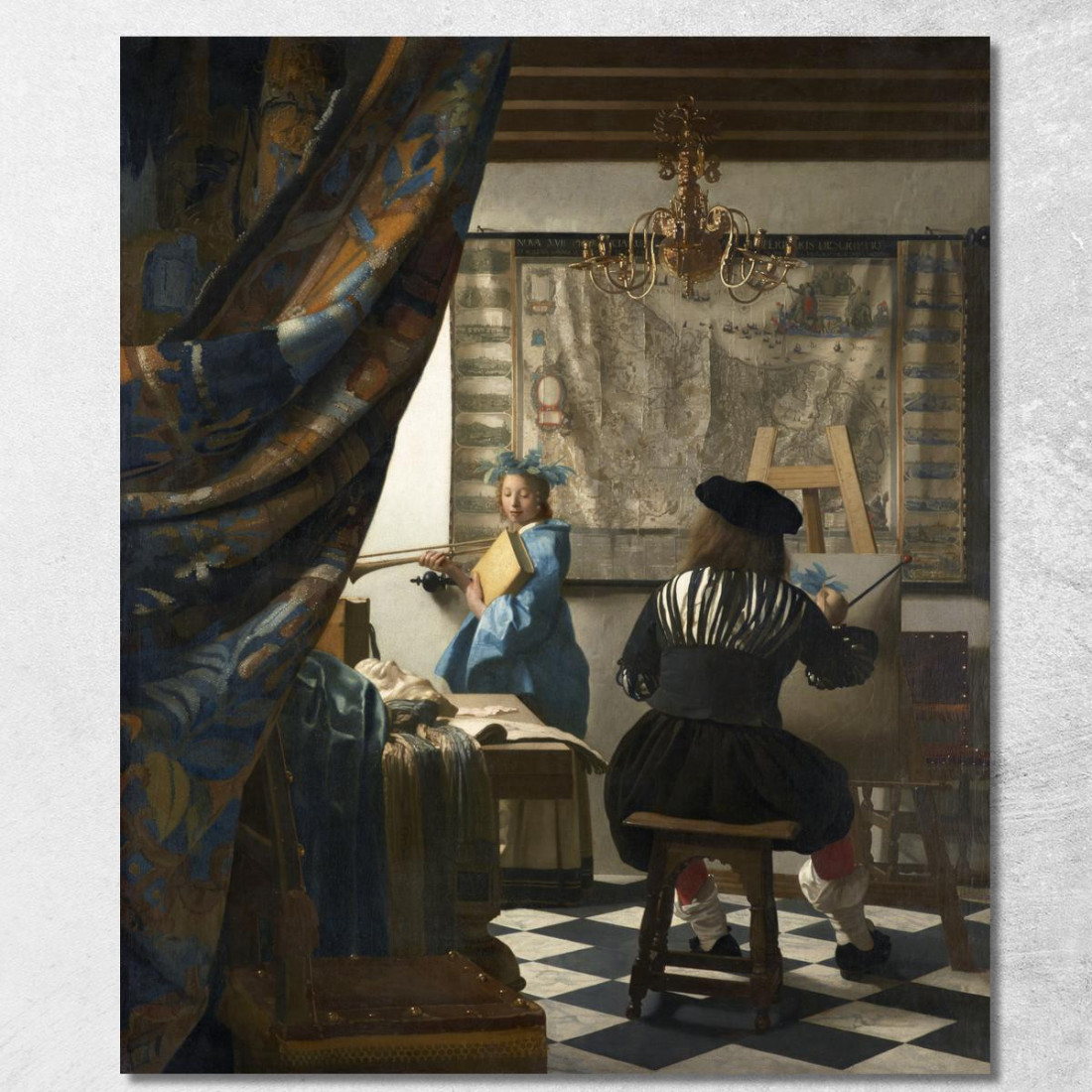 L'Allegoria Della Pittura Jan Vermeer jvr16 quadro stampato su tela