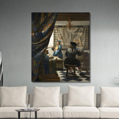 L'Allegoria Della Pittura Jan Vermeer jvr16 quadro stampato su tela