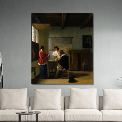 La Visita Jan Vermeer jvr29 quadro stampato su tela