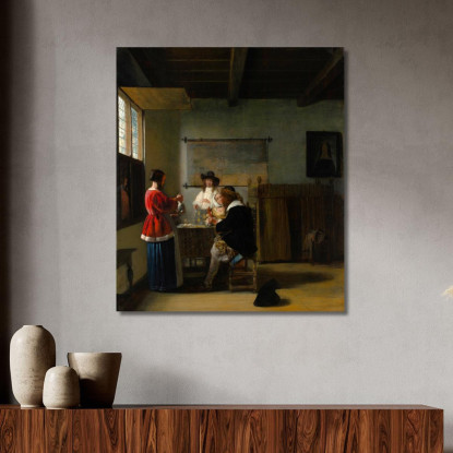 La Visita Jan Vermeer jvr29 quadro stampato su tela