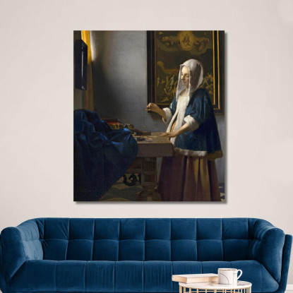 Donna Che Tiene Un Equilibrio Jan Vermeer jvr32 quadro stampato su tela