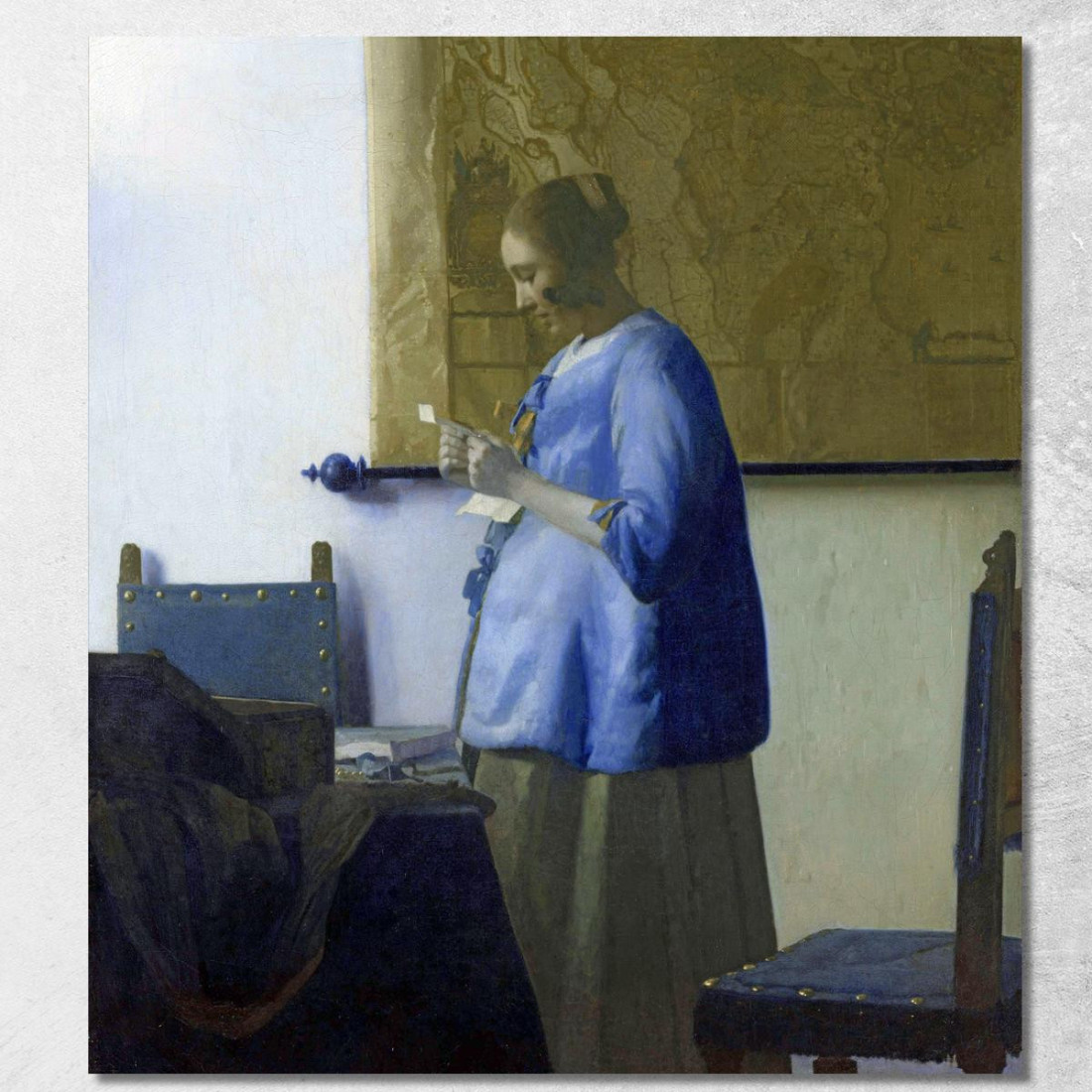 Donna Che Legge Una Lettera Donna In Blu Che Legge Una Lettera Jan Vermeer jvr33 quadro stampato su tela