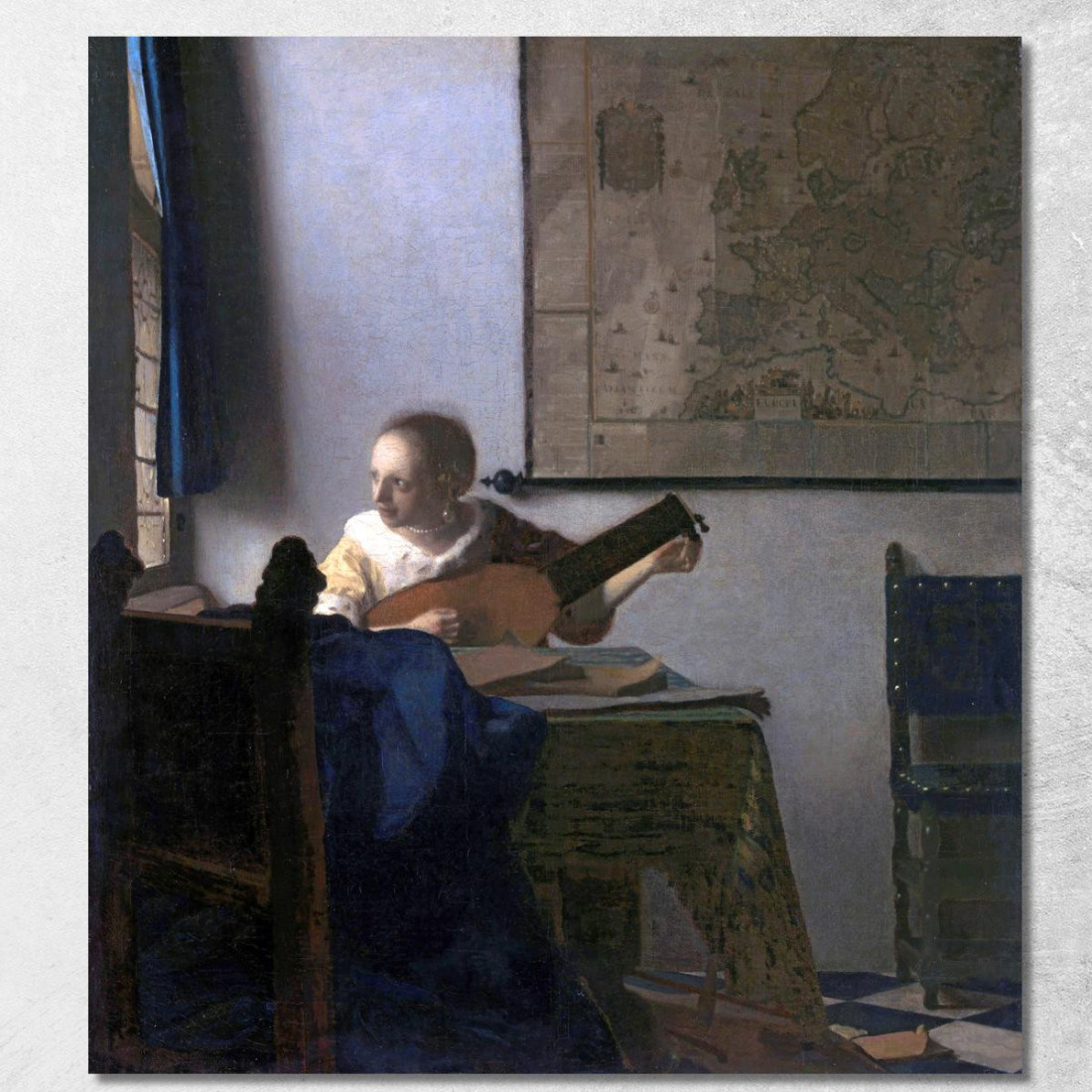 Donna Con Liuto Jan Vermeer jvr34 quadro stampato su tela Donna Con Liuto Jan Vermeer jvr34 quadro stampato su tela
