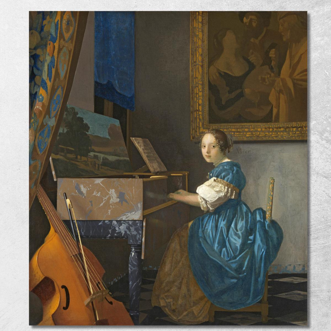 Giovane Donna Seduta Davanti A Un Virginale Jan Vermeer jvr35 quadro stampato su tela Giovane Donna Seduta Davanti A Un Virginale Jan Vermeer jvr35 quadro stampato su tela