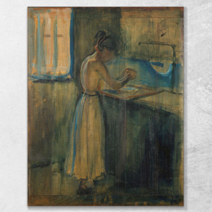 Giovane Donna Che Si Lava Edvard Munch em27 quadro stampato su tela