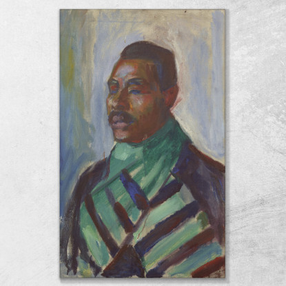 Africano Con Sciarpa Verde Edvard Munch em41 quadro stampato su tela