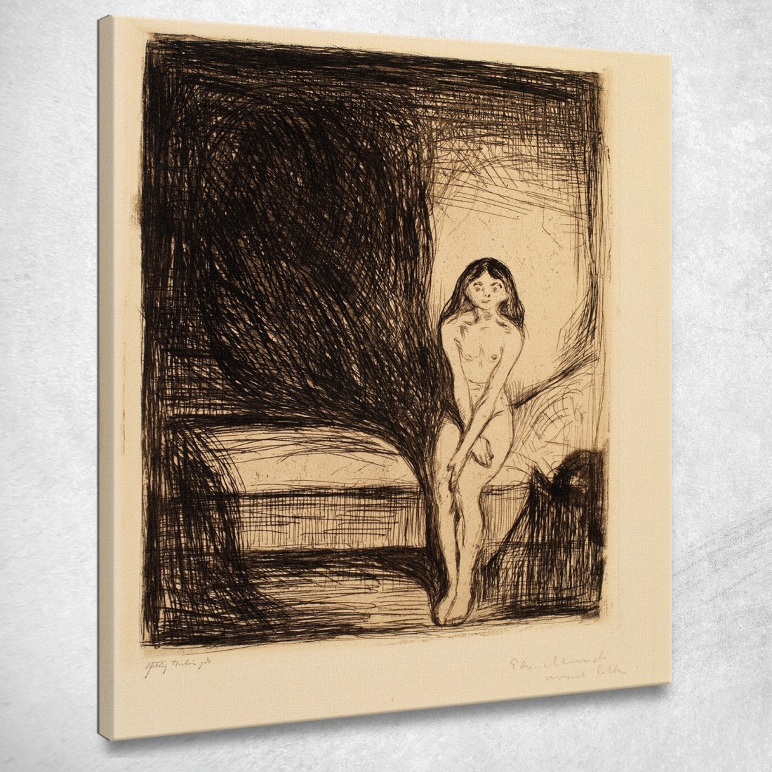 Di Notte La Pubertà Edvard Munch em54 quadro stampato su tela