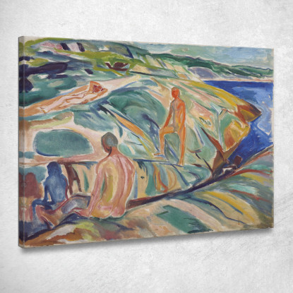 Uomini Che Fanno Il Bagno Sulle Rocce Edvard Munch em62 quadro stampato su tela