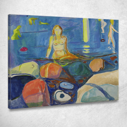 Donna Al Bagno E Bambini Edvard Munch em64 quadro stampato su tela