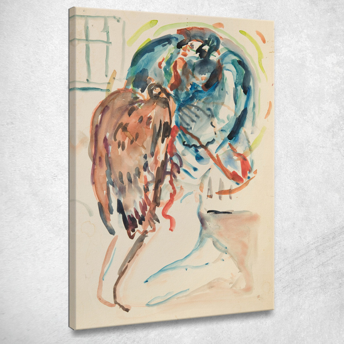 L'Artista E Il Suo Occhio Malato. Nudo Femminile Inginocchiato Con Aquila Edvard Munch em168 quadro stampato su tela L'Artista E Il Suo Occhio Malato. Nudo Femminile Inginocchiato Con Aquila Edvard Munch em168 quadro stampato su tela