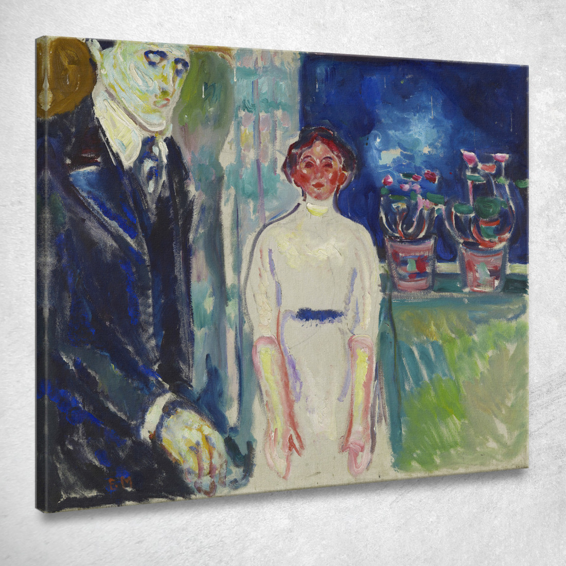 Uomo E Donna Alla Finestra Con Piante In Vaso Edvard Munch em184 quadro stampato su tela Uomo E Donna Alla Finestra Con Piante In Vaso Edvard Munch em184 quadro stampato su tela