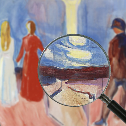 Incontro Sulla Spiaggia Edvard Munch em191 quadro stampato su tela