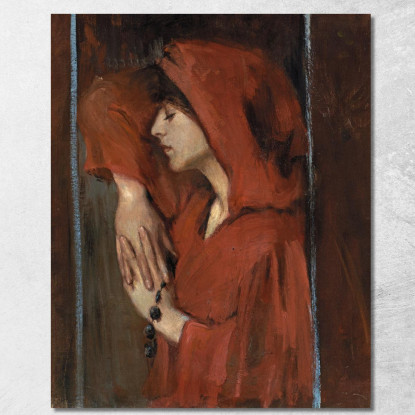 Donna Con Cappuccio Rosso Alice Pike Barney apb128 quadro stampato su tela