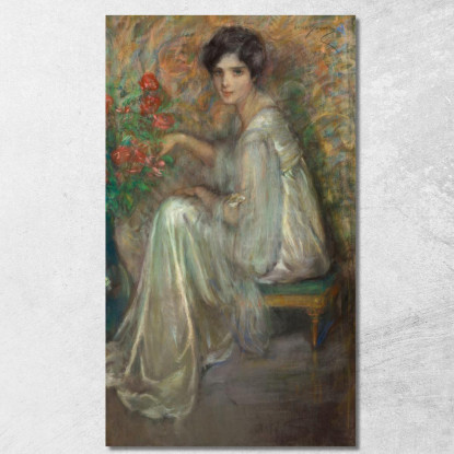 Giovane Donna Con Rose Alice Pike Barney apb130 quadro stampato su tela