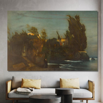 Fiesole Villa Al Mare Arnold Böcklin abk12 quadro stampato su tela