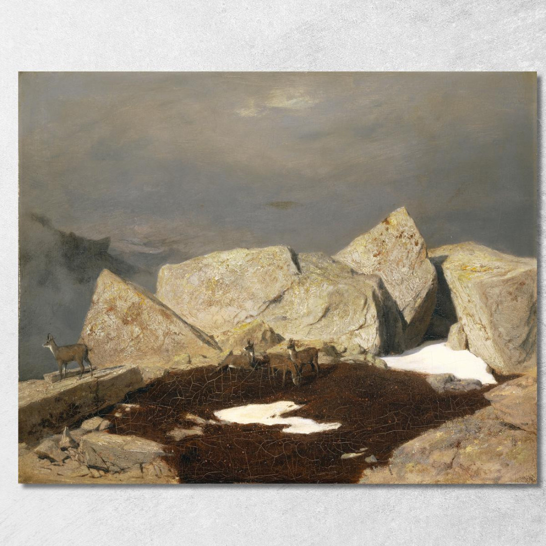 Paesaggio Montano Con Camosci Arnold Böcklin abk30 quadro stampato su tela Paesaggio Montano Con Camosci Arnold Böcklin abk30 quadro stampato su tela