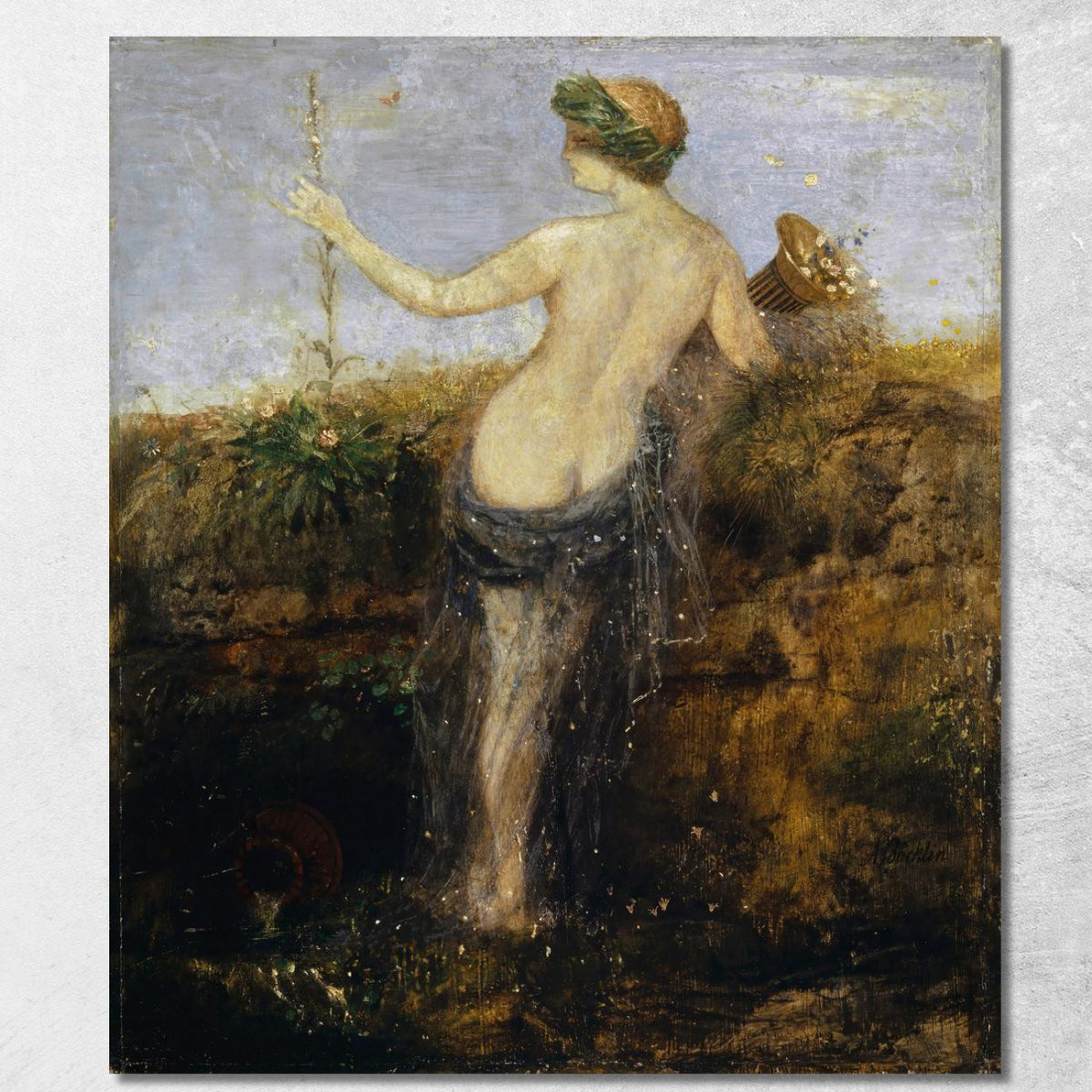Ninfa Con Cornucopia Arnold Böcklin abk32 quadro stampato su tela Ninfa Con Cornucopia Arnold Böcklin abk32 quadro stampato su tela