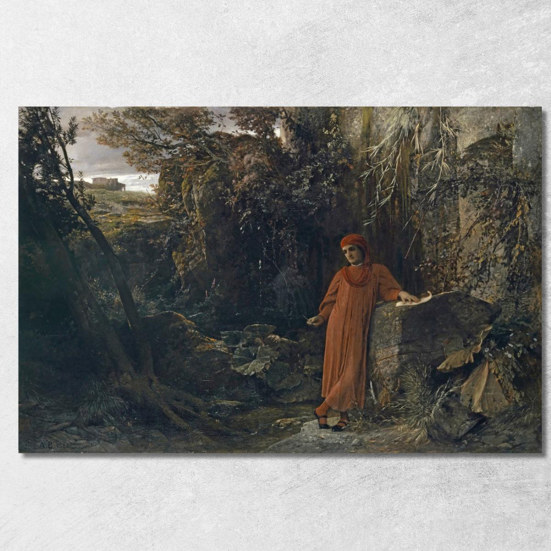 Petrarca Alla Sorgente Di Vaucluse Arnold Böcklin abk38 quadro stampato su tela Petrarca Alla Sorgente Di Vaucluse Arnold Böcklin abk38 quadro stampato su tela