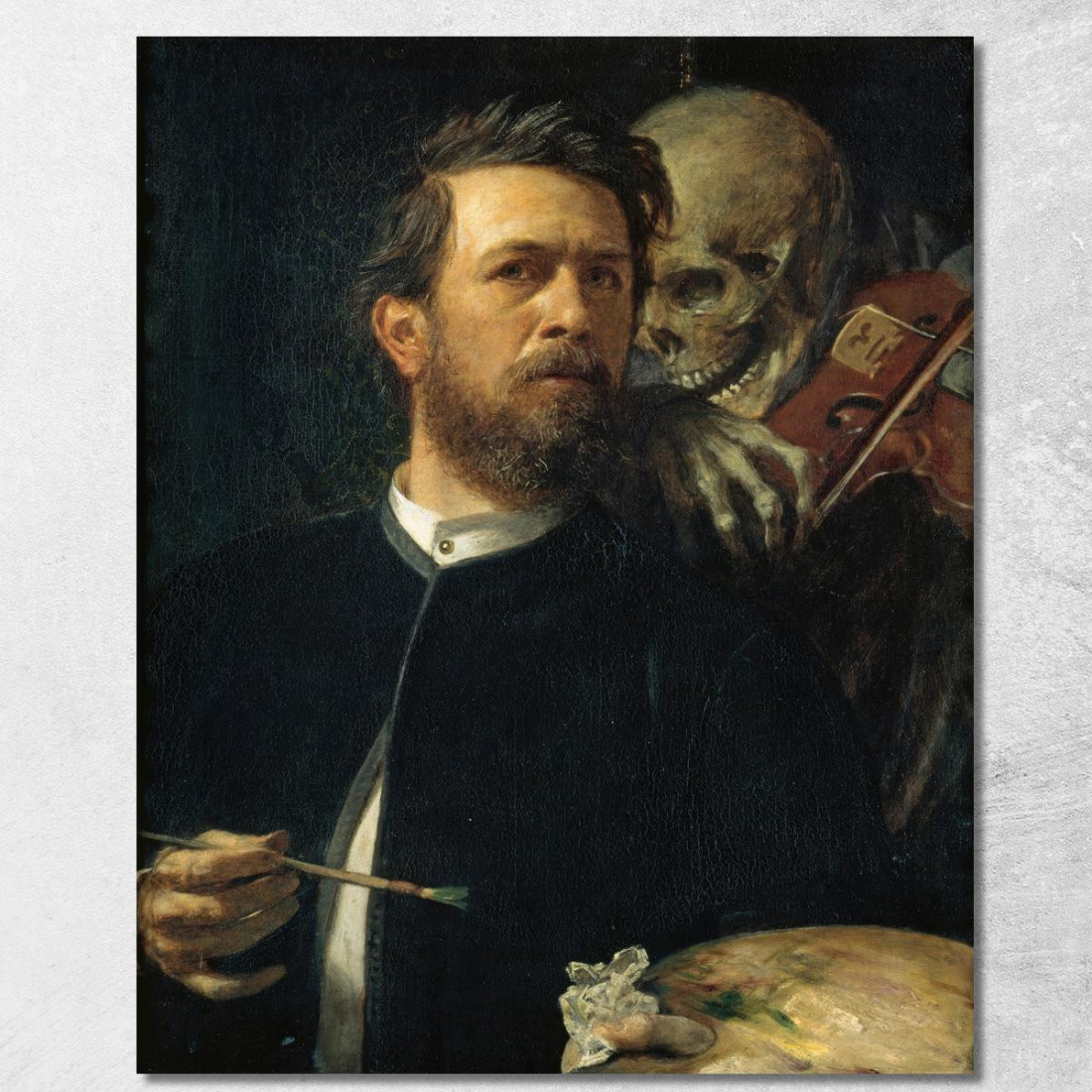 Autoritratto Con La Morte Che Suona Il Violino Arnold Böcklin abk58 quadro stampato su tela Autoritratto Con La Morte Che Suona Il Violino Arnold Böcklin abk58 quadro stampato su tela