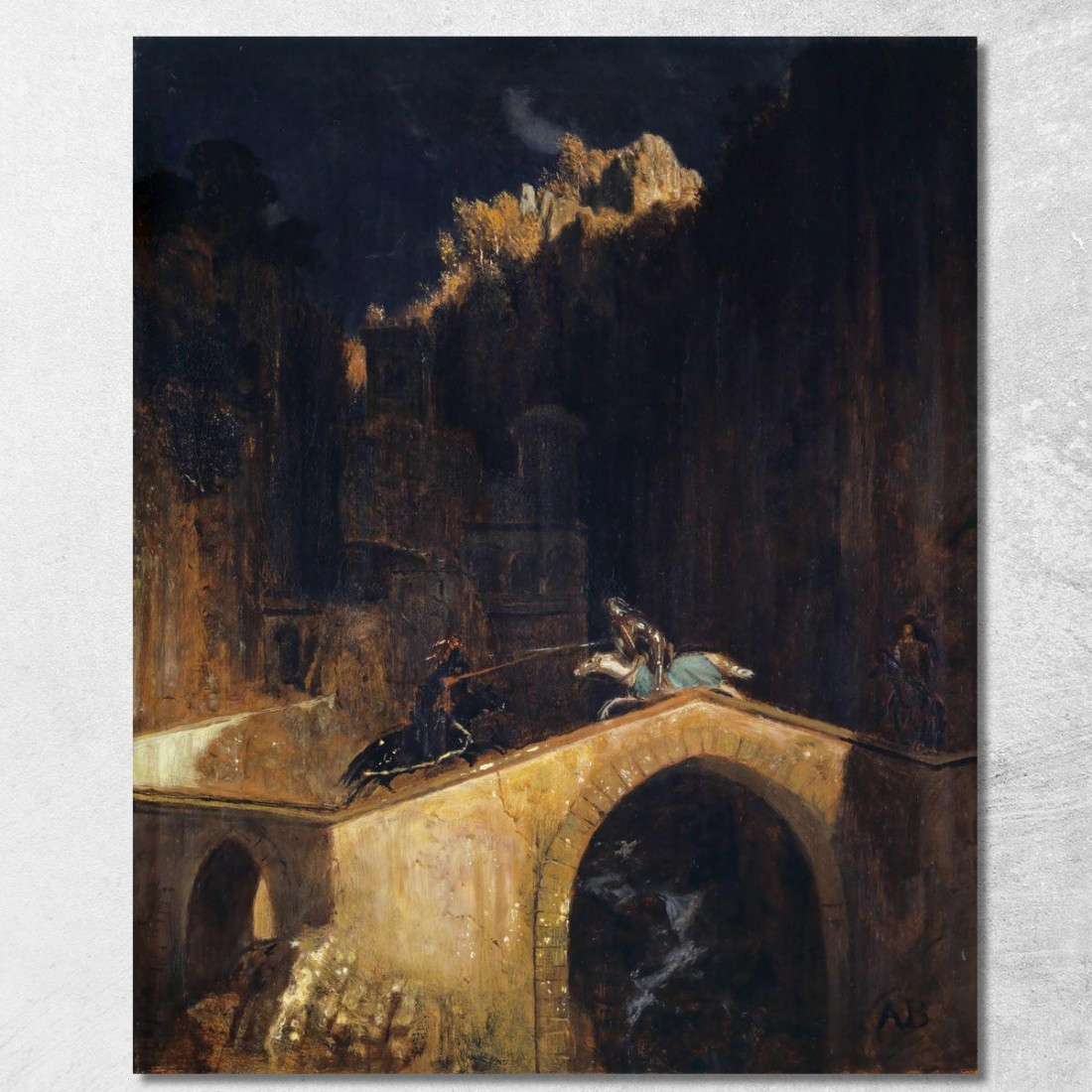 La Lotta Sul Ponte Arnold Böcklin abk64 quadro stampato su tela La Lotta Sul Ponte Arnold Böcklin abk64 quadro stampato su tela
