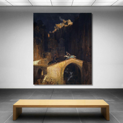 La Lotta Sul Ponte Arnold Böcklin abk64 quadro stampato su tela