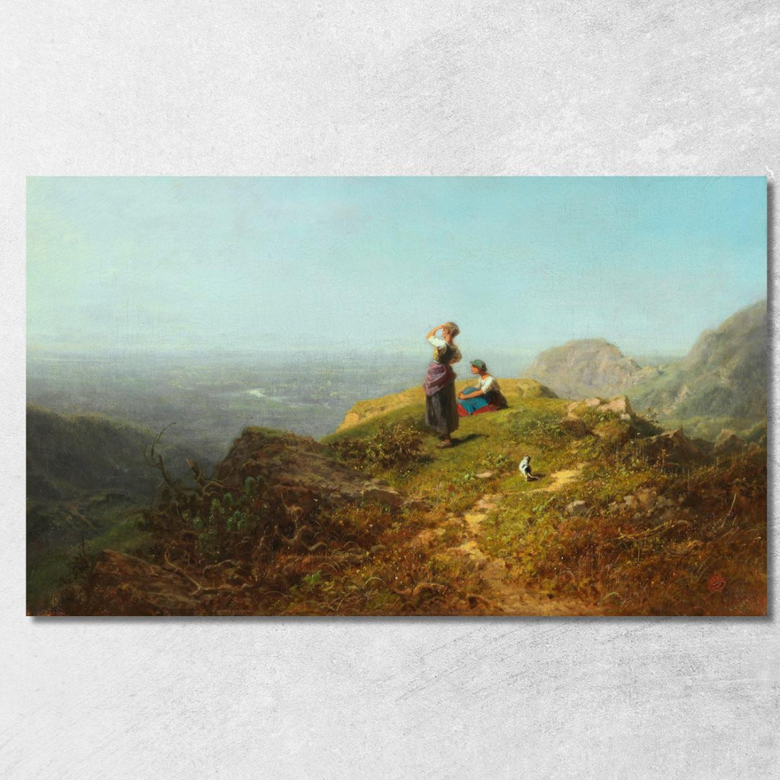 Vista Sulla Valle Due Ragazze Su Un Alpeggio Carl Spitzweg csp6 quadro stampato su tela Vista Sulla Valle Due Ragazze Su Un Alpeggio Carl Spitzweg csp6 quadro stampato su tela