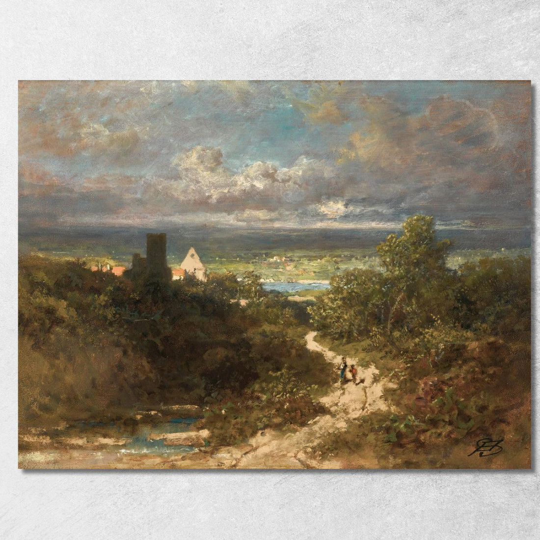 Paesaggio Con Fiume Carl Spitzweg csp38 quadro stampato su tela Paesaggio Con Fiume Carl Spitzweg csp38 quadro stampato su tela