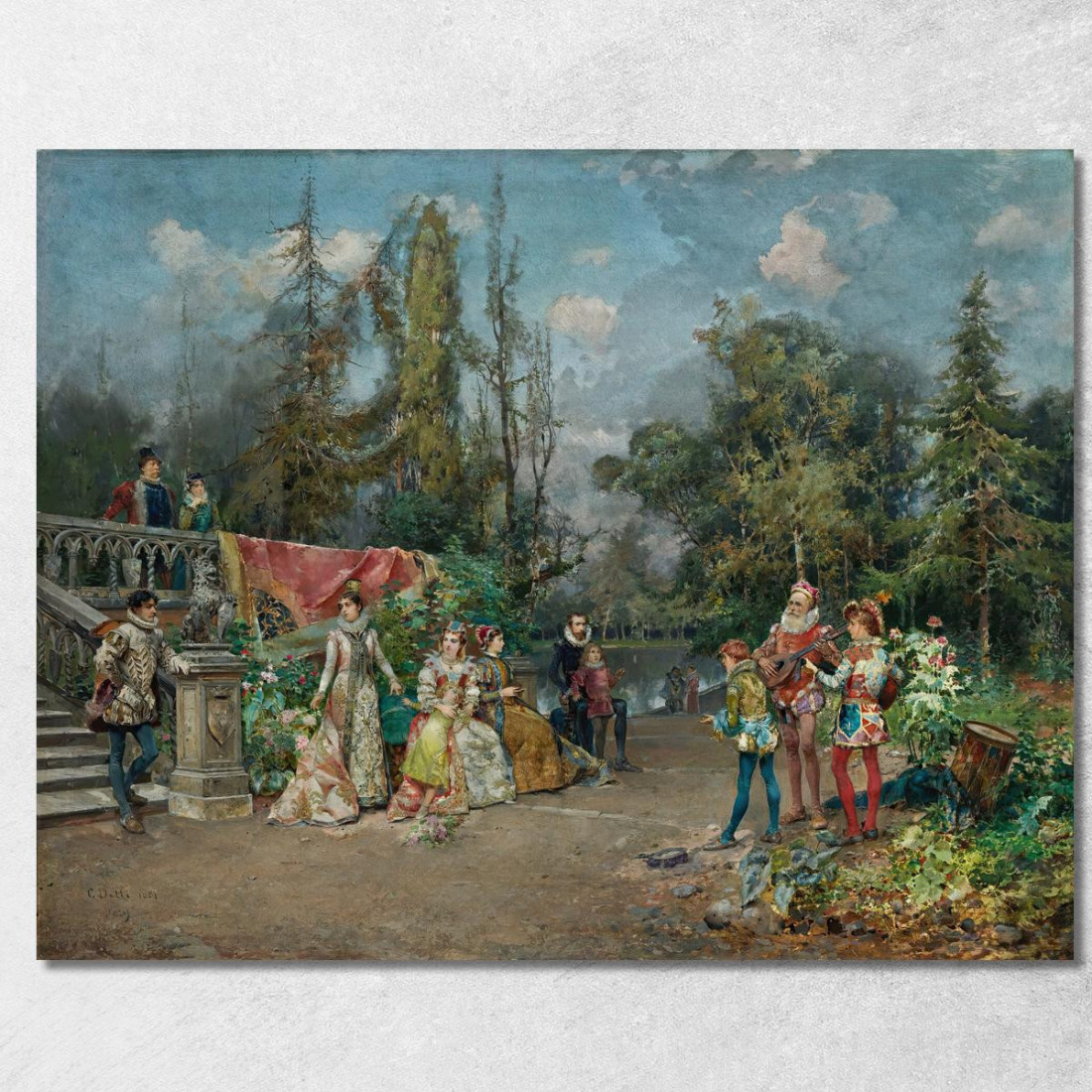 Scena Di Menestrello Alla Corte Veneziana Cesare Auguste Detti cad27 quadro stampato su tela Scena Di Menestrello Alla Corte Veneziana Cesare Auguste Detti cad27 quadro stampato su tela