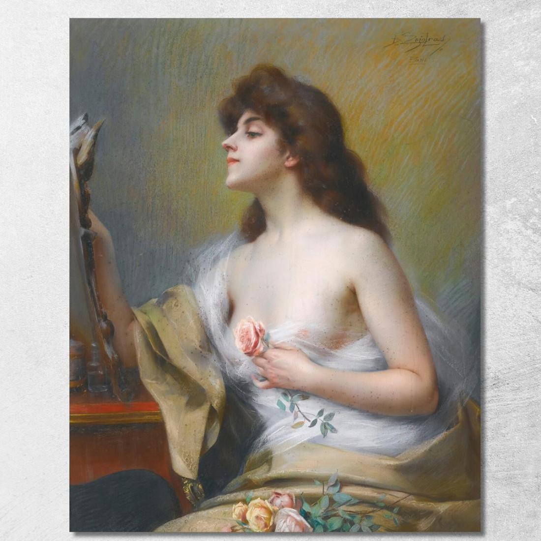 Ragazza Con Una Rosa Delphin Enjolras dej12 quadro stampato su tela Ragazza Con Una Rosa Delphin Enjolras dej12 quadro stampato su tela
