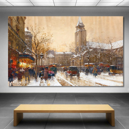 Boulevard Saint-Germain Parigi Eugène Galien-Laloue egl8 quadro stampato su tela