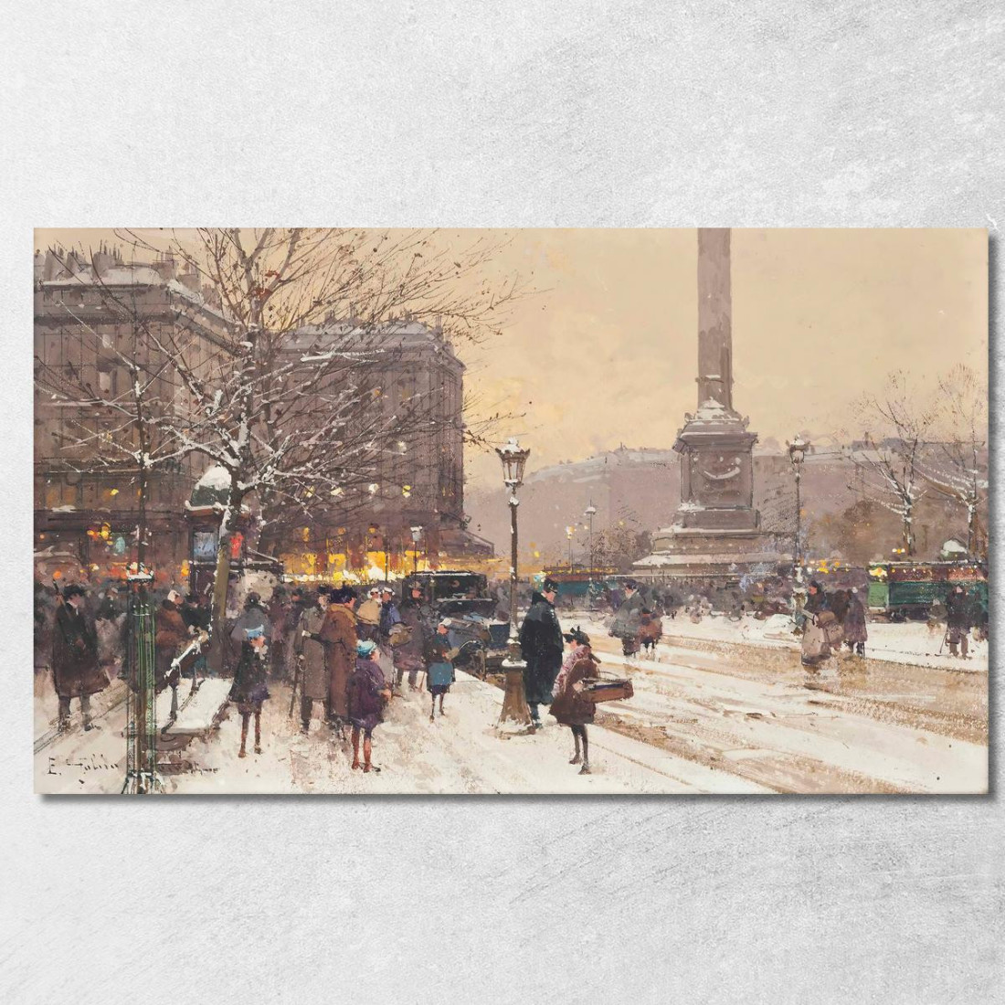 Figure Nella Neve Place De Concorde Parigi Eugène Galien-Laloue egl10 quadro stampato su tela Figure Nella Neve Place De Concorde Parigi Eugène Galien-Laloue egl10 quadro stampato su tela