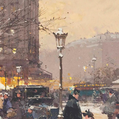 Figure Nella Neve Place De Concorde Parigi Eugène Galien-Laloue egl10 quadro stampato su tela